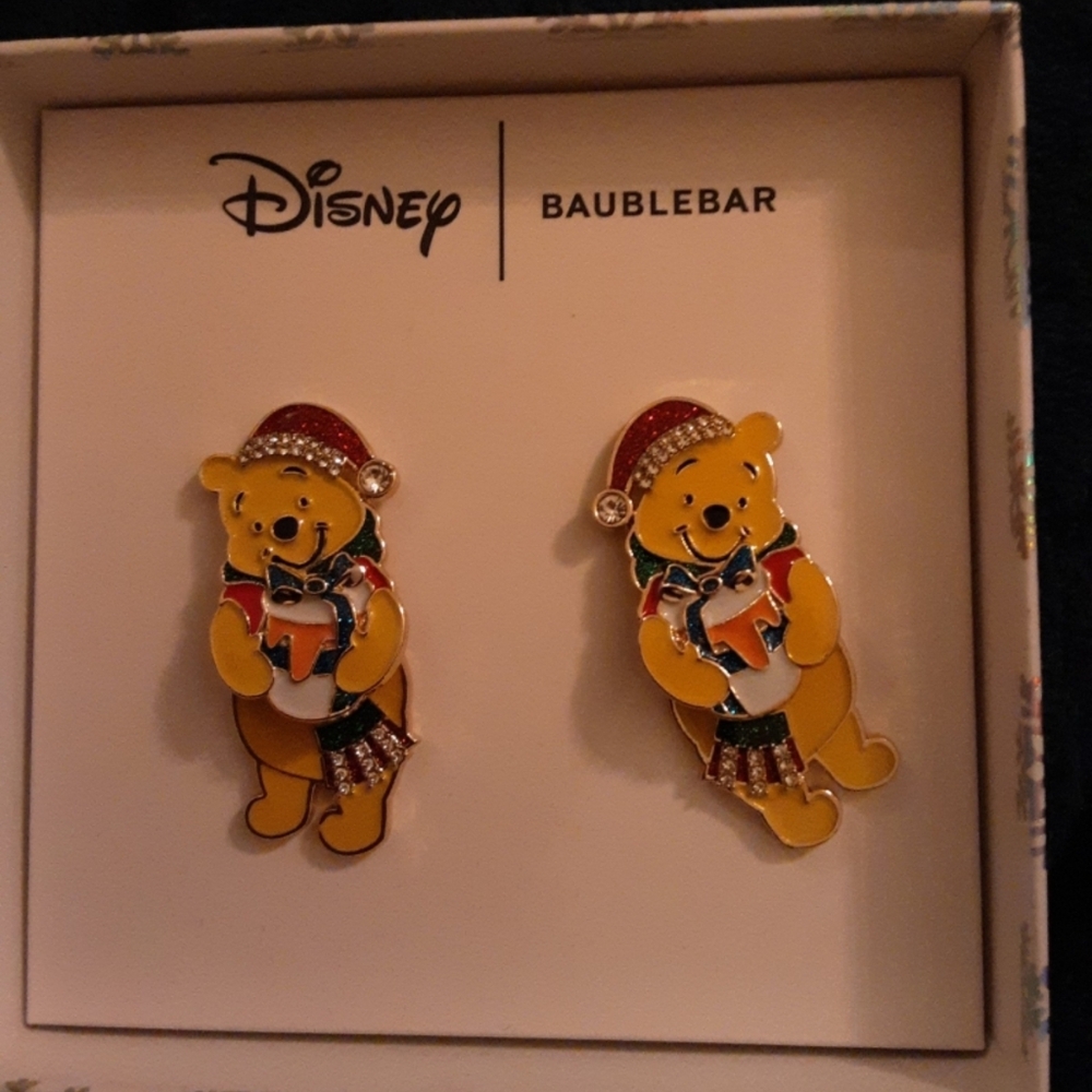 Disney BaubleBar Winnie the Pooh Holiday Christmas Stud Earrings